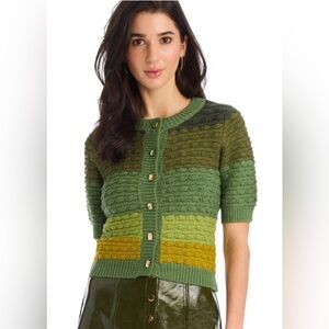 Allison NY- Green Striped Women's Sweater